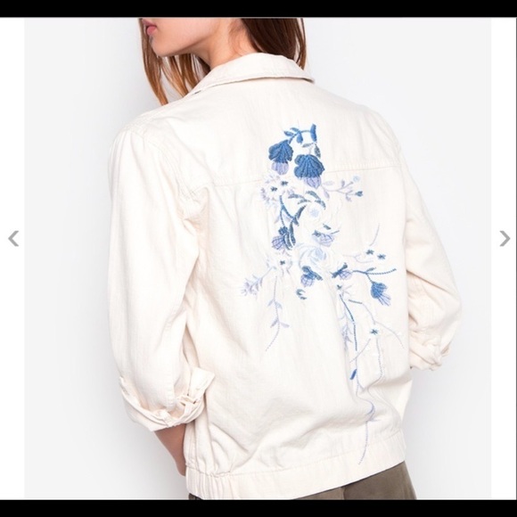 TOPSHOP 100% COTTON FLORAL EMBROIDERED SHIRT JACKET - Picture 2 of 12